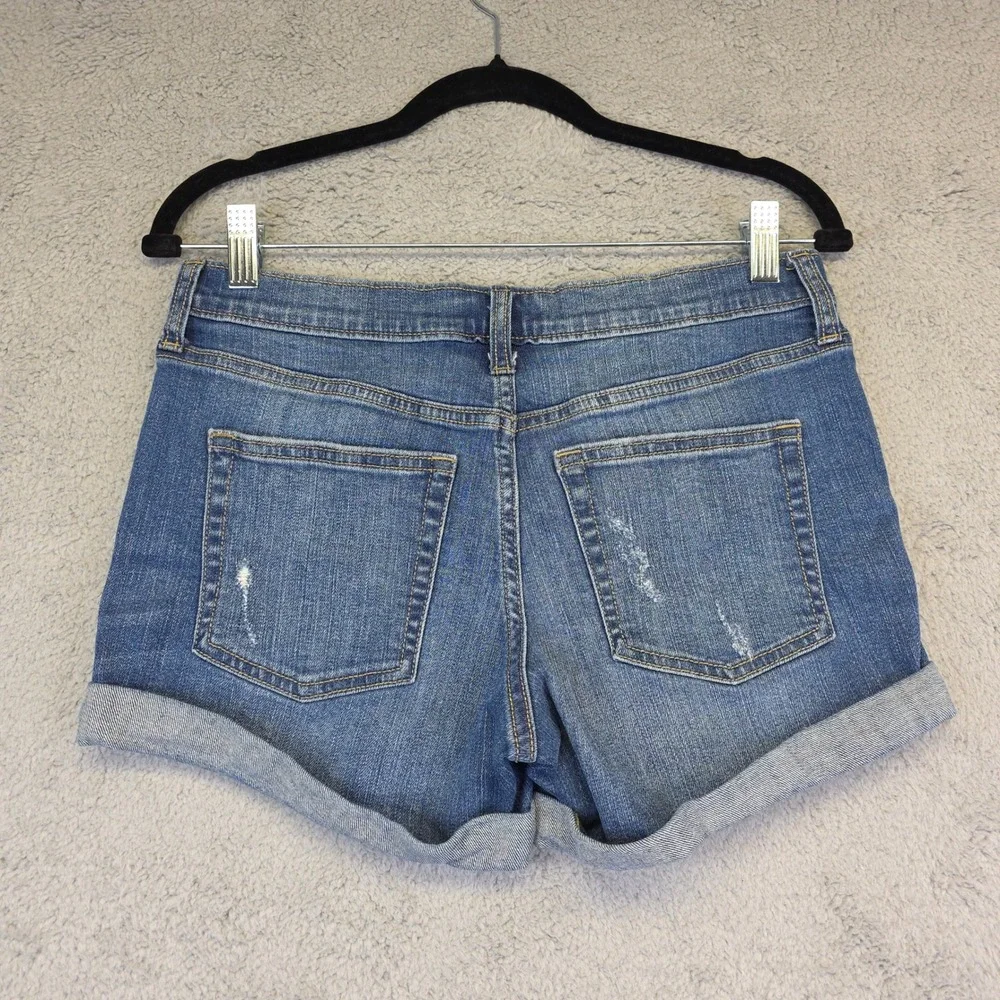 Banana Republic Denim Shorts Cuffed Distressed Blue‎ Jean Shorts Size 27